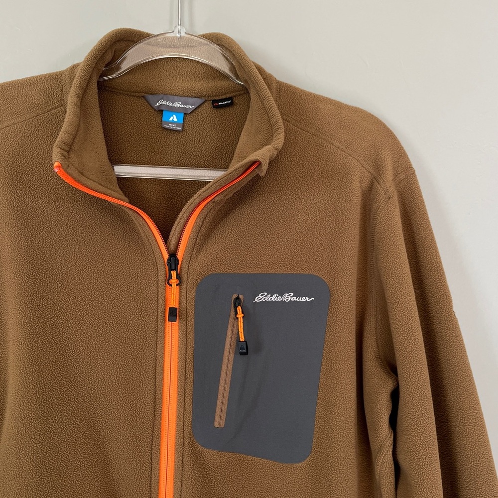 Eddie Bauer First Ascent Polartec Full Zip Fleece Jacket L Gorpcore Brown Orange - Picture 2 of 10